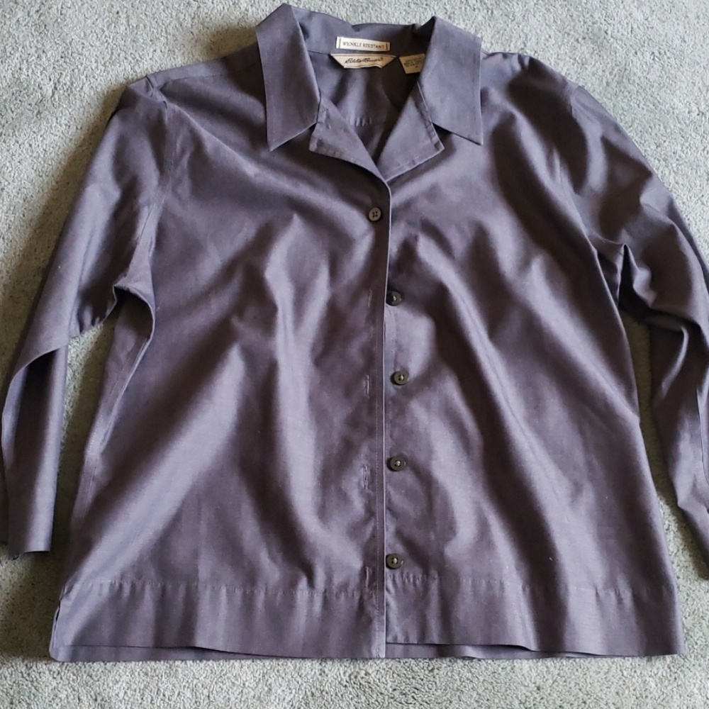 EUC Eddie Bauer Sz M dark gray cotton shirt